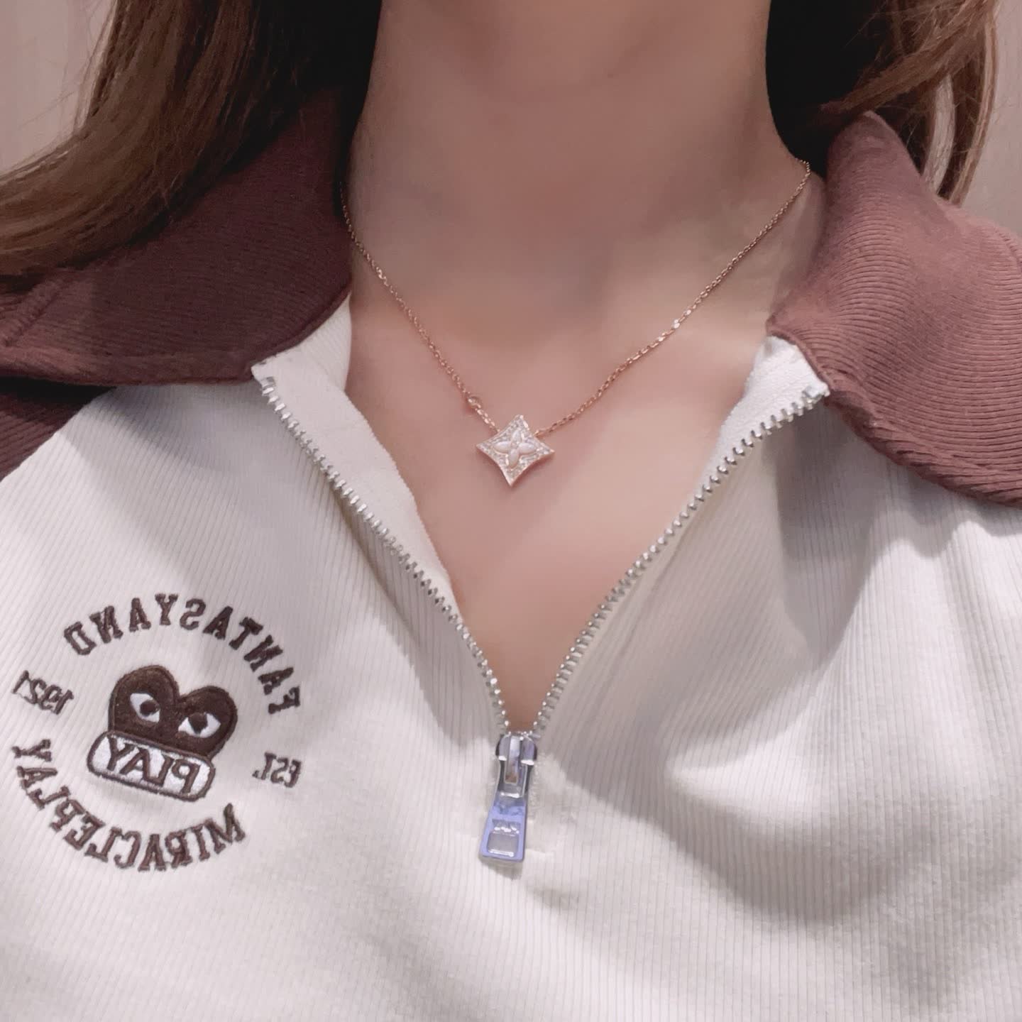 Louis Vuitton Pink Flower Diamond Necklace